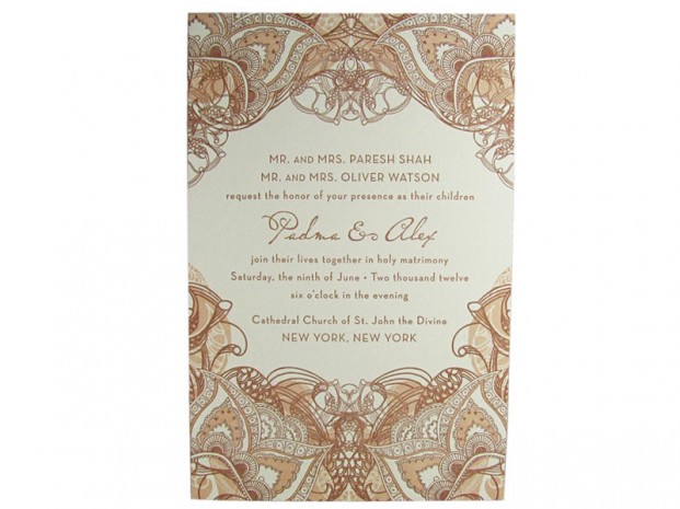 Mehndi Letterpress Wedding Invitation - Digby & Rose 