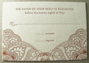 Mehindi Letterpress Wedding Invitation