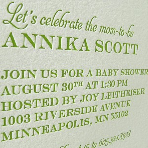 Custom Letterpress Duck Baby Shower Invitation