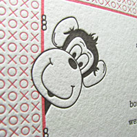 Letterpress Cute Little Monkey Baby Announcements
