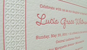 Letterpress Hugs and Kisses Baptism Invitation