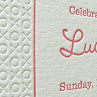 Letterpress XO Hugs and Kisses Baptism Invitation