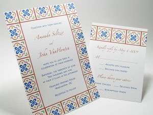 Talavera Mexican Tile Wedding Invitation
