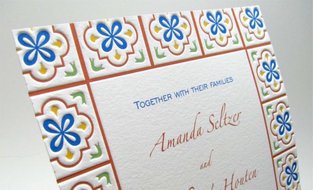 Talavera Mexican Tile Wedding Invitation