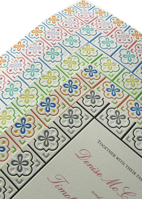 Mexican Talavera Letterpress Light Wedding Invitations