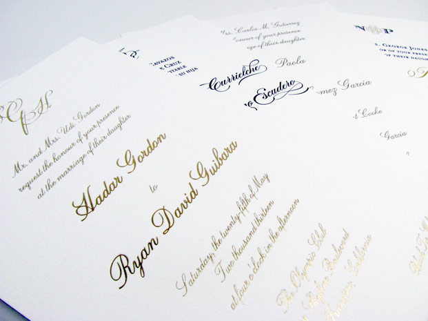 Traditional script invitations