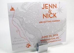 Washington DC vintage map save the dates