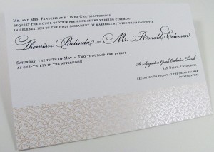 A modern art deco foil stamp invitation
