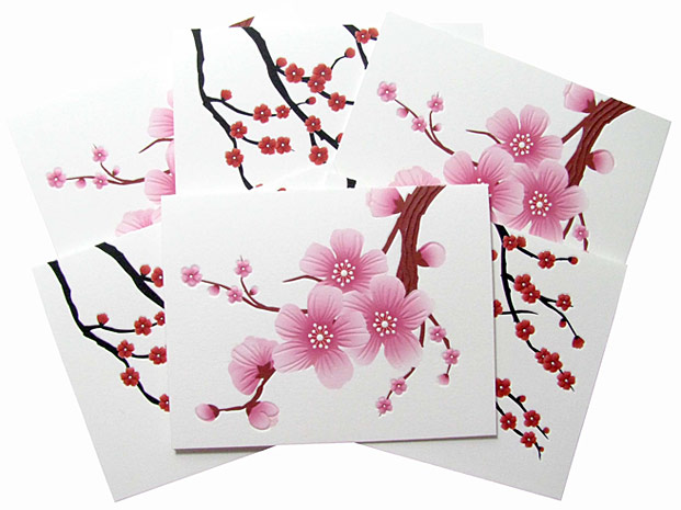 Cherry blossom cards embossed