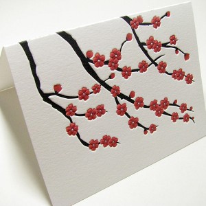 Cherry blossom cards traditional embossed