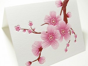 Cherry blossom cards large blossom embossed