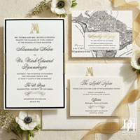 Letterpress wedding invitation with gold foil details for a St. Regis Hotel wedding in Washington DC
