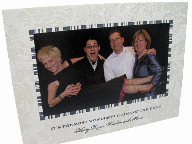 Damask Letterpress Photo Holiday Card