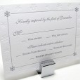 white snowflakes silver invitation