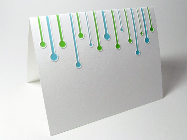 Abstract Falling Drops Embossed Cards