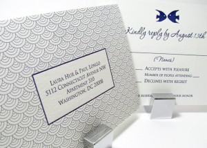 Fish scales beach wedding invitations