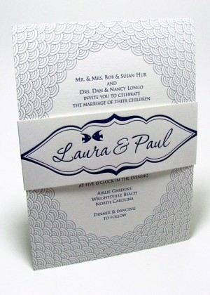 Fish scales beach wedding invitations