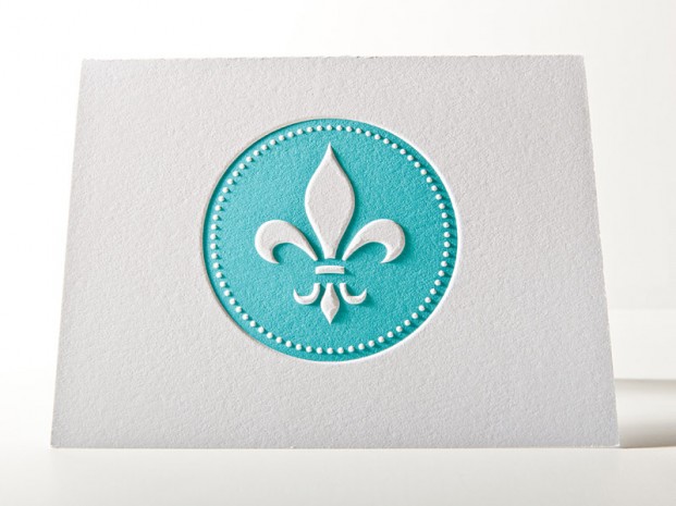 Fleur de Lis embossed thank you Card