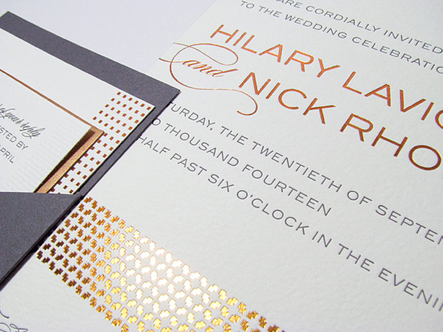 metallic gold wedding invitation