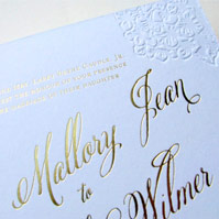 gold and blue hydrangea invitation