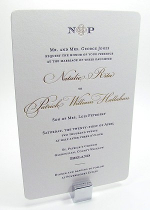 Gold metallic foil stamp invitation