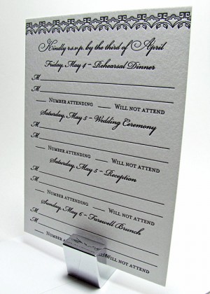 Greek pattern letterpress reply card