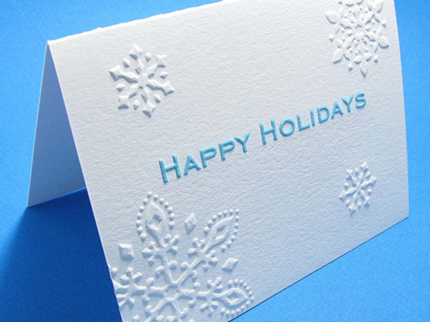 Snowflake Embossed Happy Holidays Cards
