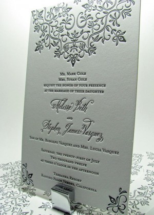 Lace letterpress wedding invitations french country