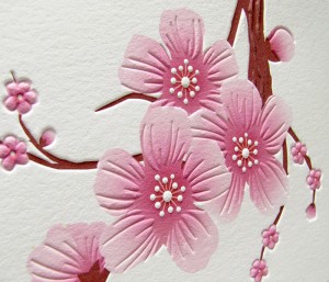 Cherry blossom cards large embossed
