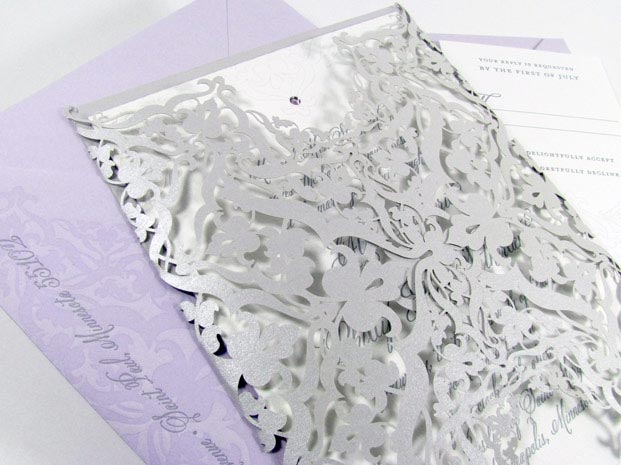 Laser cut fold letterpress invitation