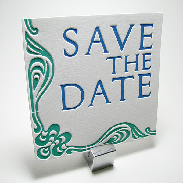 LetterMpress save the date in white