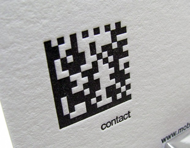 Letterpress business cards mobile tag