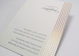 Foil stamp reception card luxury wedding
