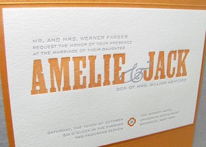 Modern letterpress wedding invitations