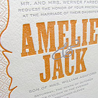 Modern wedding invitations letterpress