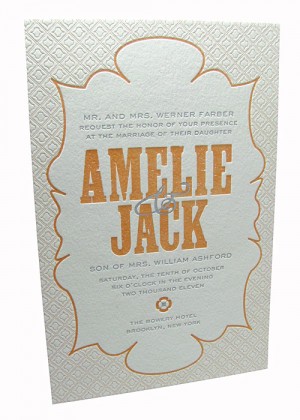 Modern letterpress wedding invitations