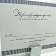 Navy and white reply card