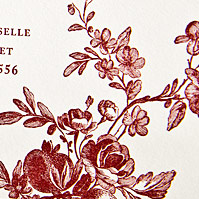 Chateau Lake Louise Vintage Flowers Letterpress Wedding Invitation