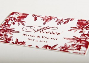 Vintage Flowers Letterpress Wedding Invitation