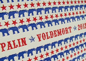 Palin Voldemort 2012 Letterpress Greeting Cards