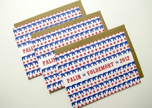 Palin Voldemort Letterpress Greeting Cards