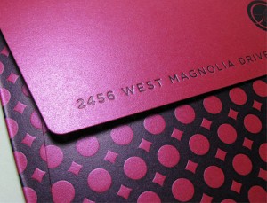 Pink metallic envelope wedding invitations