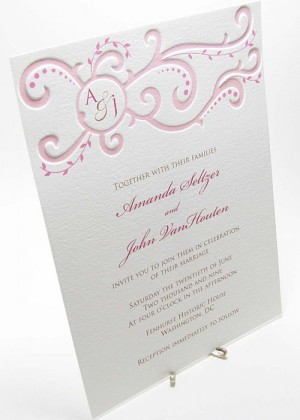 Monogram Scroll Wedding Invitation