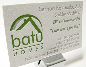Letterpress card Batu Homes
