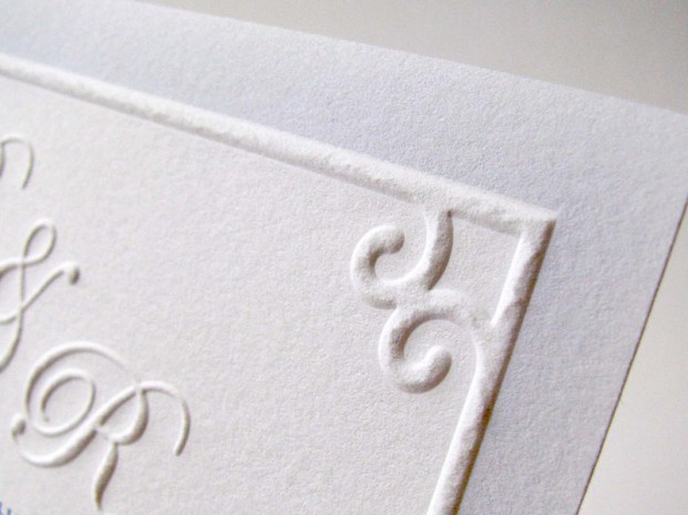 Embossed Border Monogram Wedding Invitation