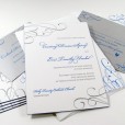 Silver and blue flourish invitations