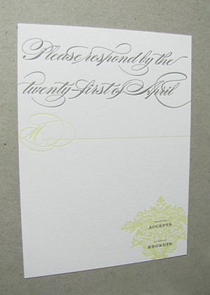 Letterpress Damask Traditional Wedding Invitations