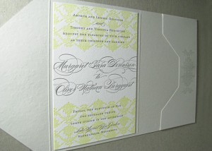 Letterpress Damask Traditional Wedding Invitations