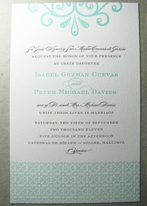 spanish style mexico wedding letterpress wedding invitation