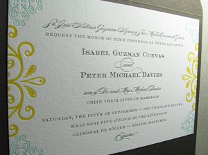 spanish style mexico wedding letterpress wedding invitation